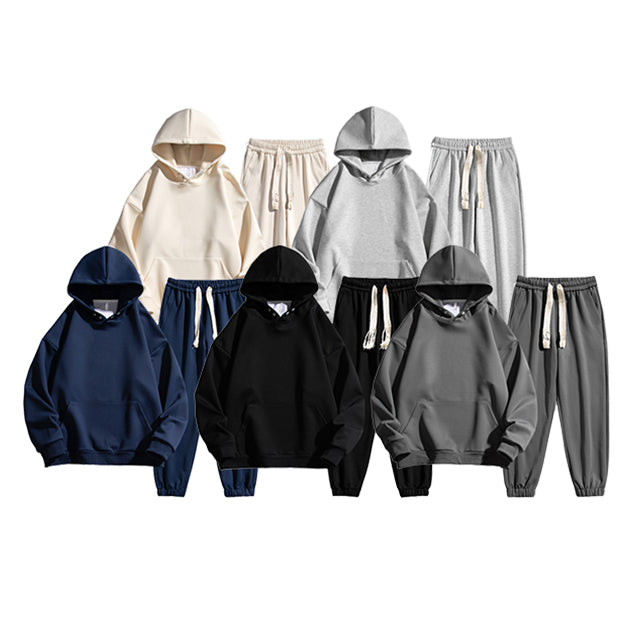 Hot Selling Sweatpants and Hoodie Set Blank Thick Wireless High Quality Custom Puff Printing Pure Color Wholesale Hoodies