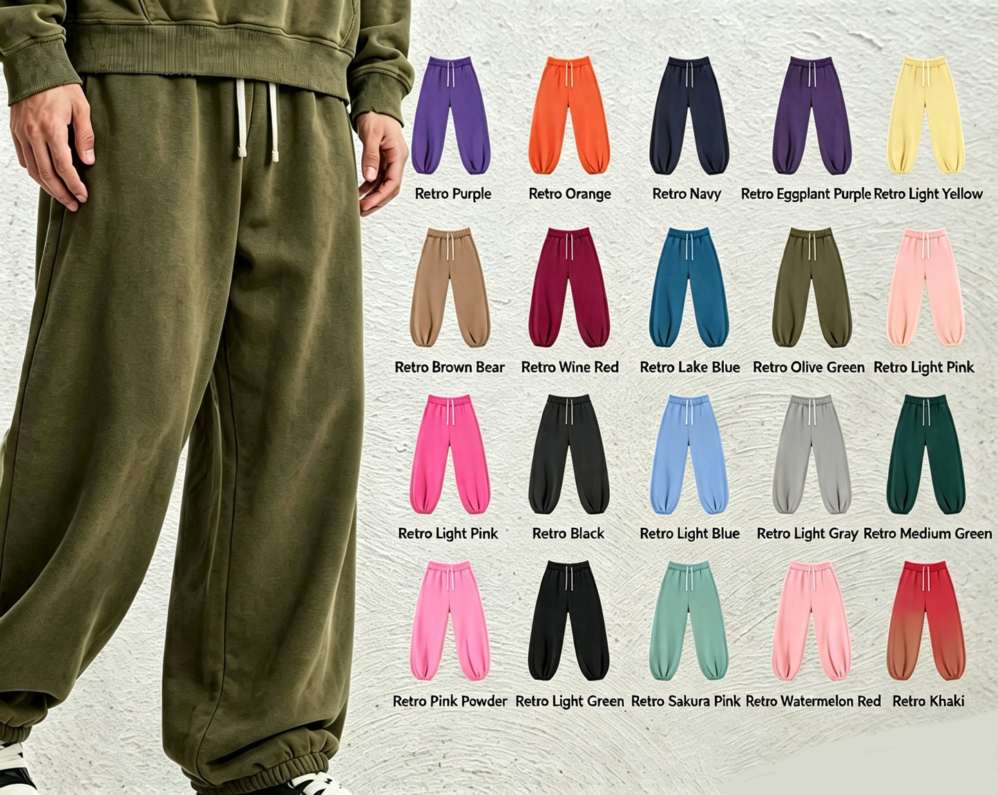 Retro Style Washed Snowflake Fabric Sweatpants with Distressed Edges and Plush Lining Featuring a Lantern Shaped Design