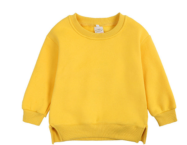 9 Color Fleece Pullover for Boys and Girls Round Neck Small Children's Pullover Solid Color with Fleece Top Fall Winter Style