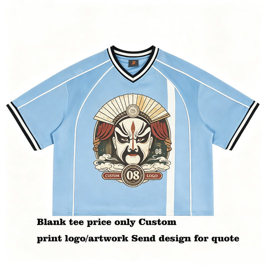 Oem Brand Customized t Shirts Contrasting Color V Neck Short Sleeved Men's t Shirt with Loose Fit Football Sport T Shirt for Men