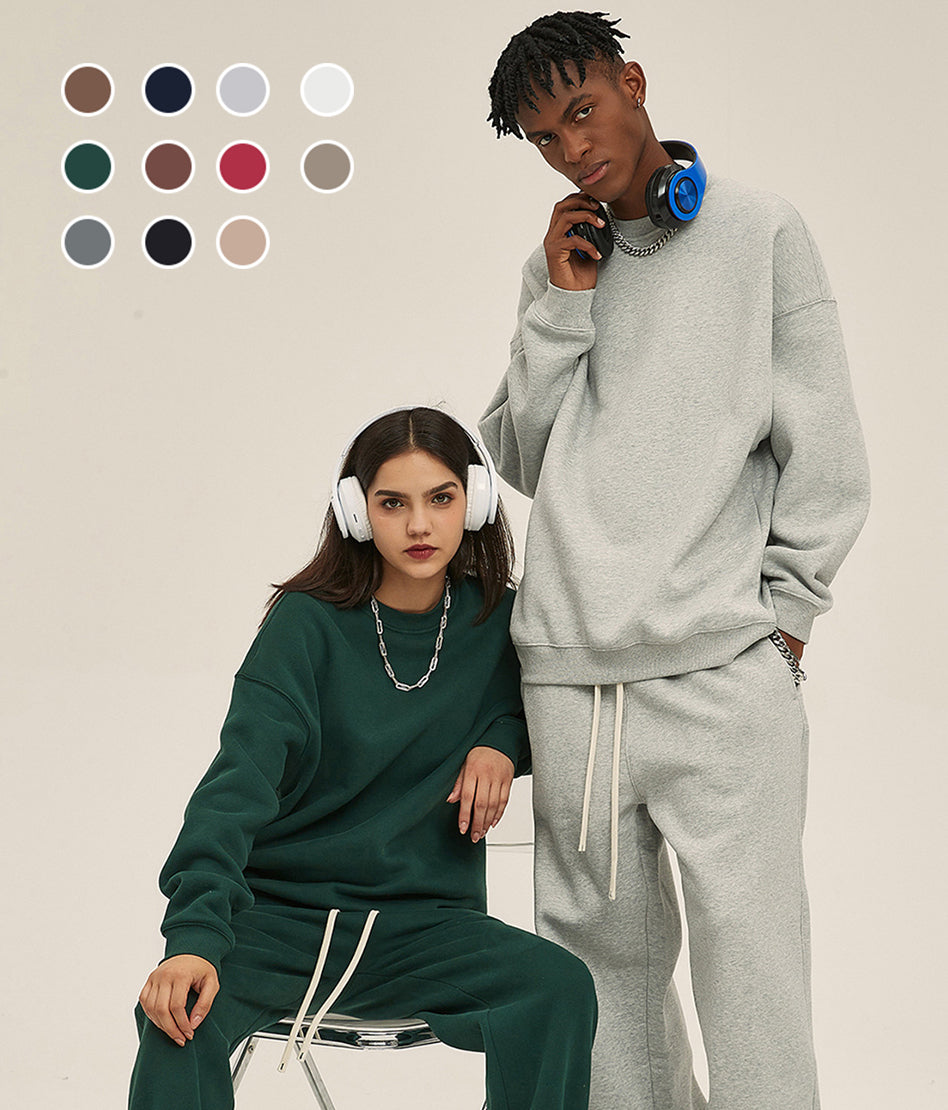 100% Cotton Custom Hoodies Streetwear High Quality Blank Pure Color Round Neck Fleece High Quality Drop Shoulder Hoodies