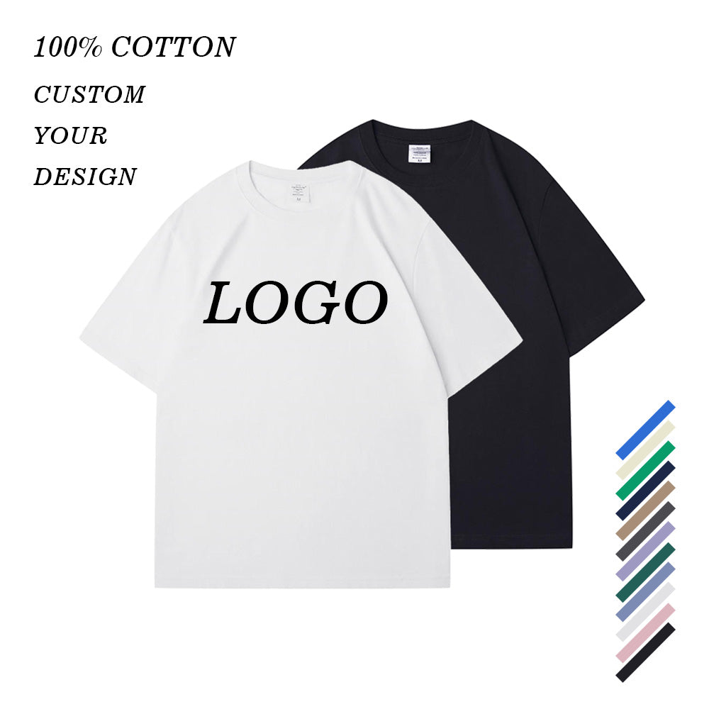 Men's Cotton t Shirts Custom logo Oversized Short Sleeve Drop Shoulder Round Neck Soft Sport Fashion Plain Tshirts for Printing