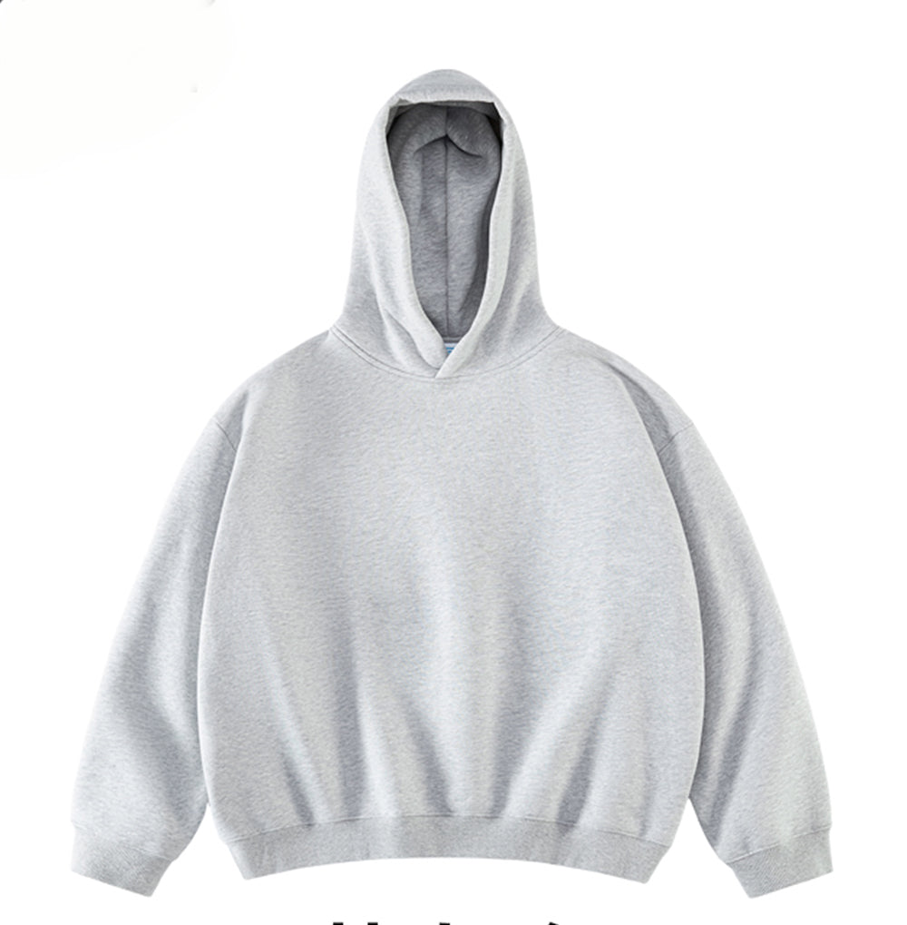 Oem FashionBoxy Cut Short and Wide Heavyweight Plush Sweatshirt with No Pockets Hoodie Oversize Men Hoodies High Quality