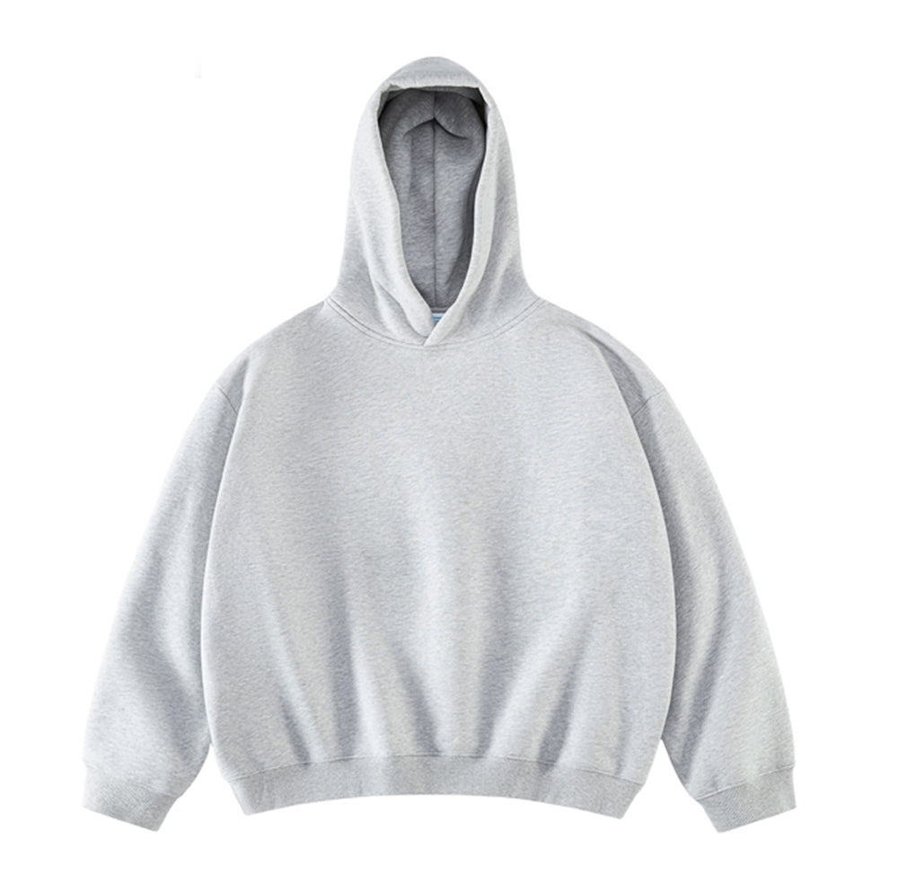 Hoodie for Men Boxy Shaped Short and Wide Heavyweight Fleece Pullover Without Pockets You Can Customize Your Favorite Pattern