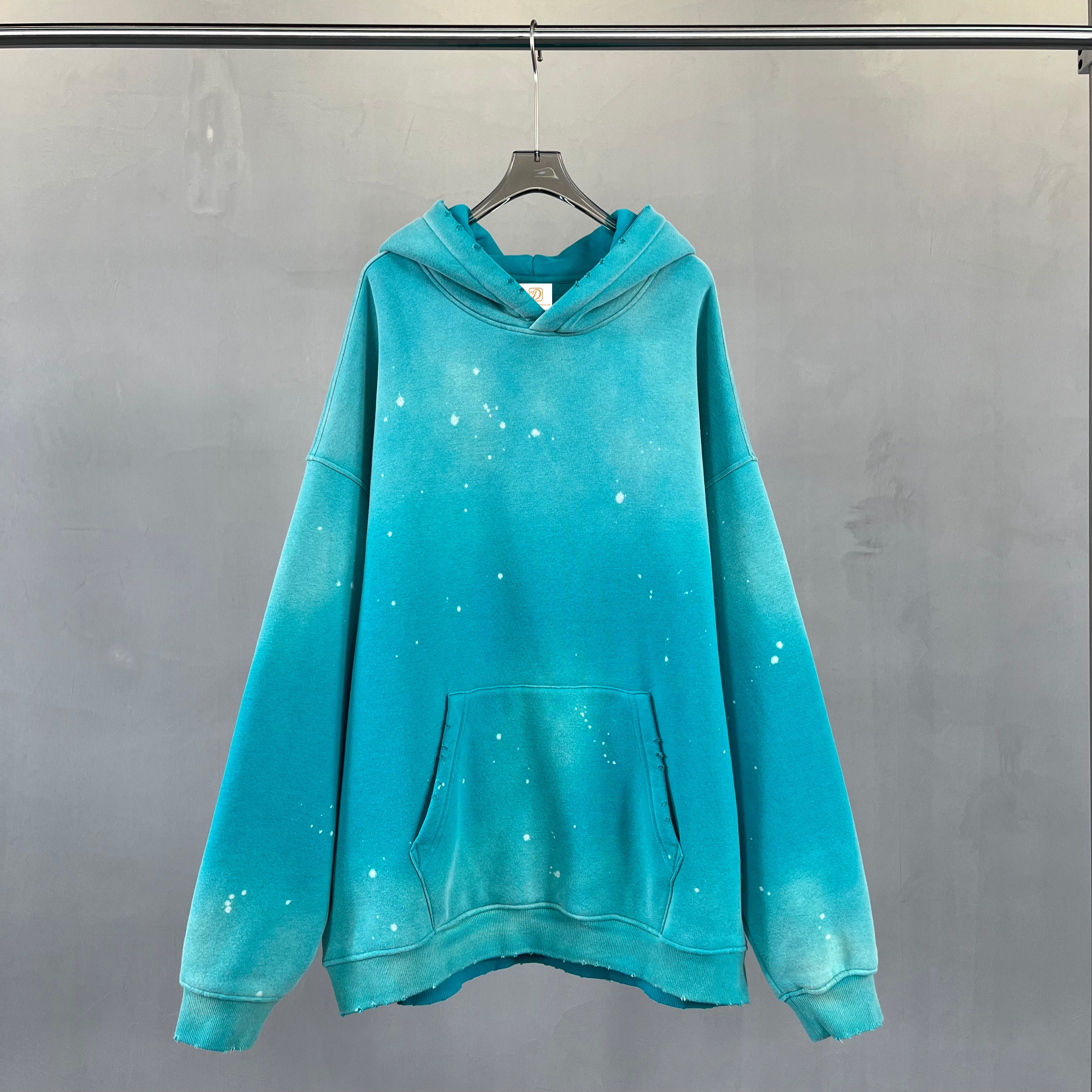 Manufacturer Sweatwear High Unisex Street Pullover Custom Vintage Washed Broken Fleece Heavyweight Wholesale Print Hoodie