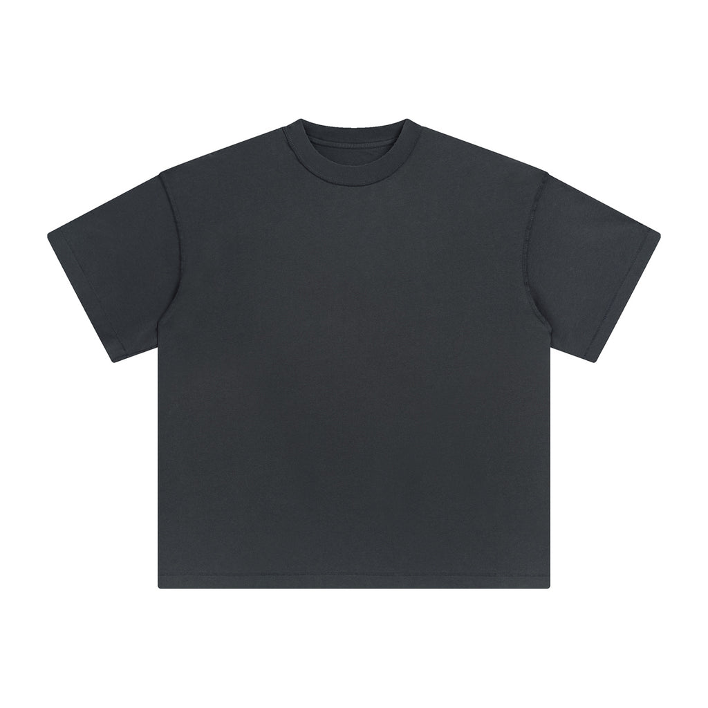 2026 New Style Fashionable Washed Heavy Cotton Loose Short Sleeve Rounded Edge Reverse Collar Streetwear High Quality T-shirts