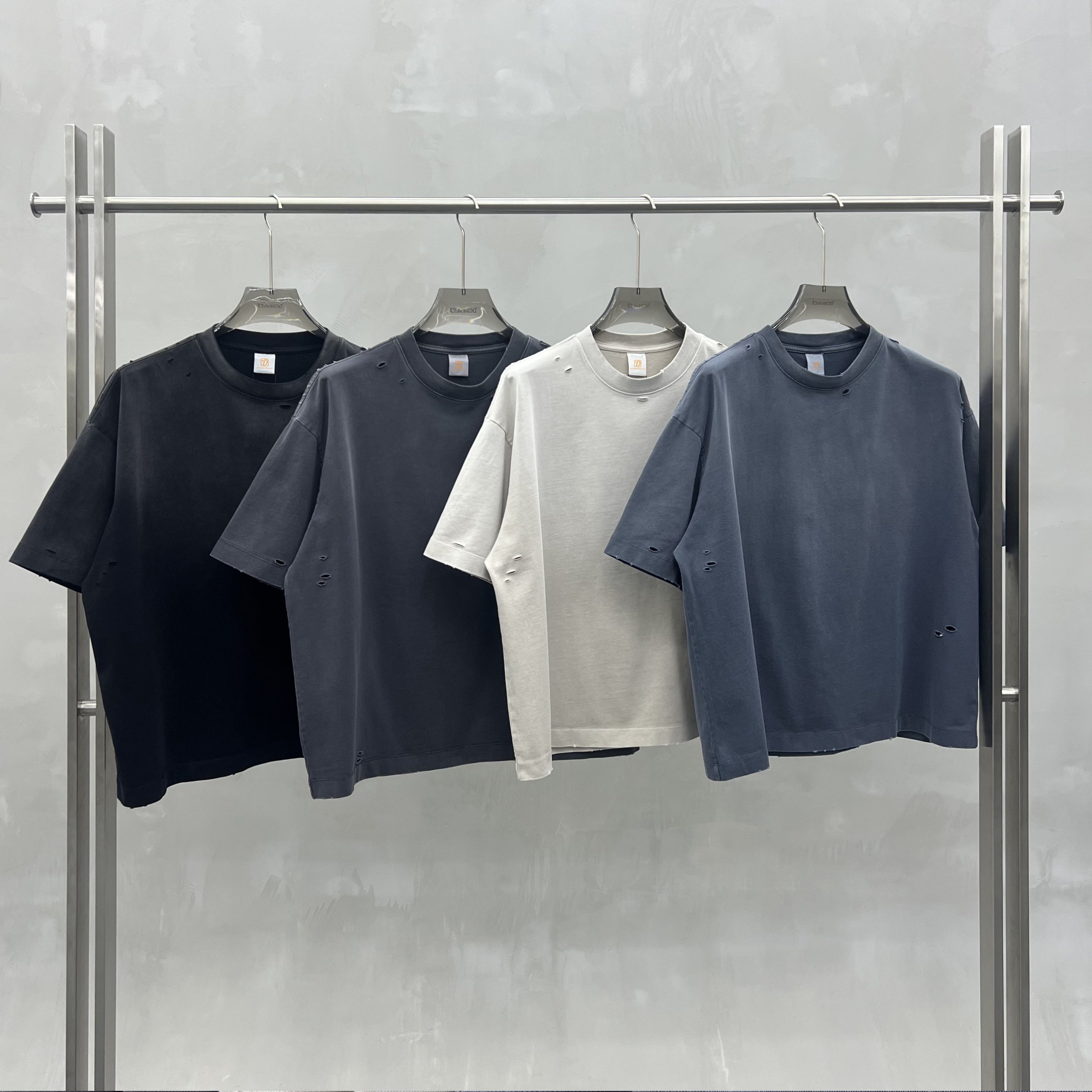 Heavyweight Tshirts Men's Custom logo Puff Printing Design High Quality Casual Vintage Washed O-neck Streetwear Cotton T-shirt