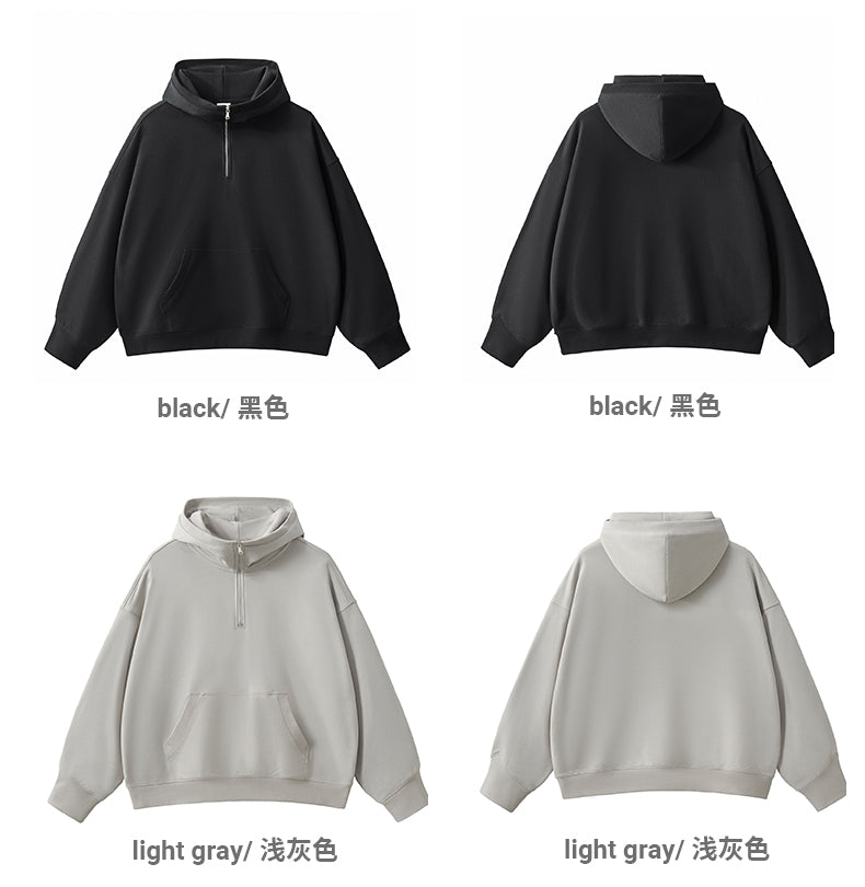 Costum Wholesale Pullover Oversized High Quality Embroidery Half Zip Men’s Hoodies