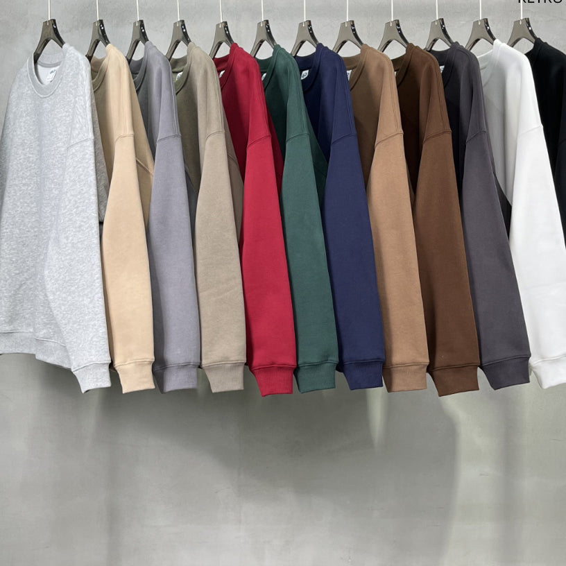 O-neck Fleece Pullover Hoodie Blank Heavyweight Distressed Embroidery High Quality Drop Shoulder Winter Fashion Hoodie