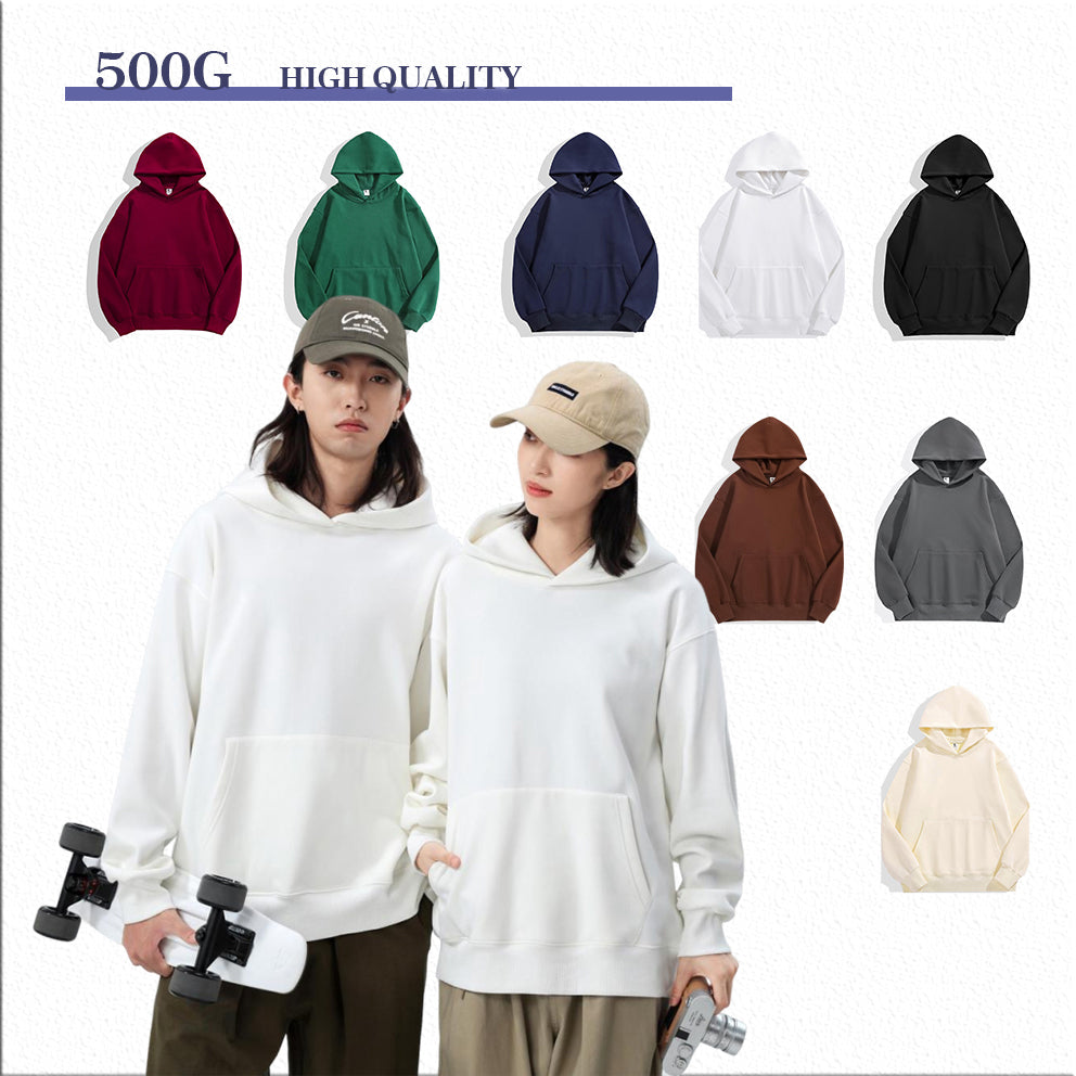 Mens Hoodies 500G Heavyweight Custom Puff Print Blank High Quality Wireless Drop Shoulder Streetwear Fashion Wholesale Hoodies