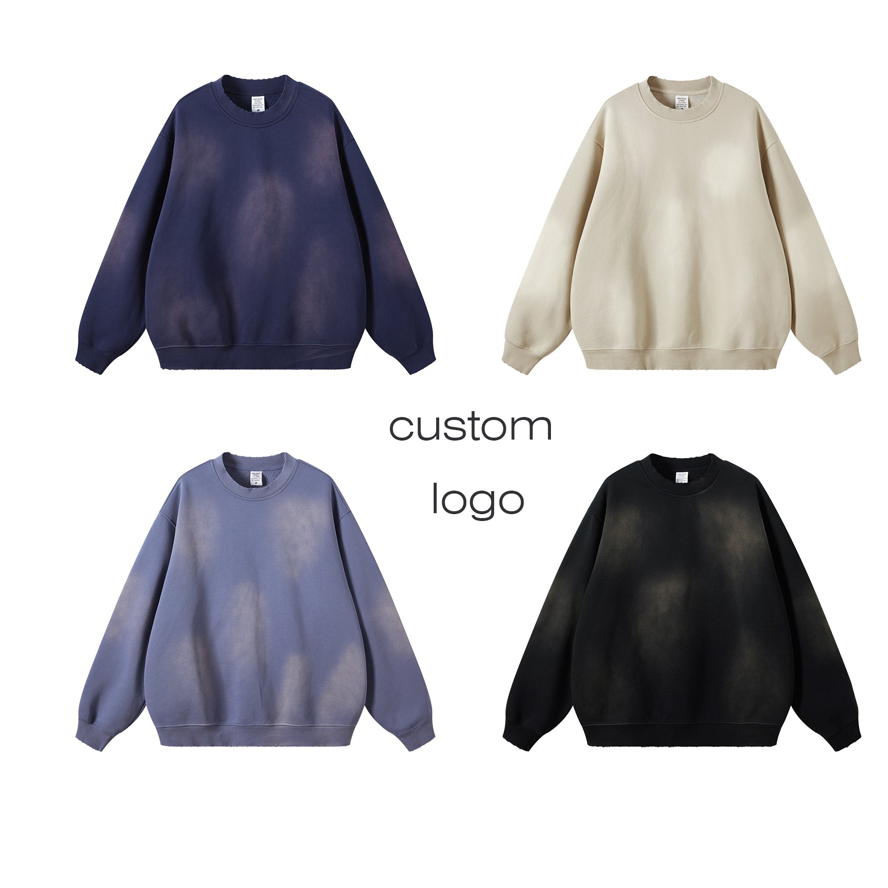 Fleece Pullover Heavyweight O-neck Vintage Unisex High Quality Washed Knitted Blank Custom Embroidered Hoodies