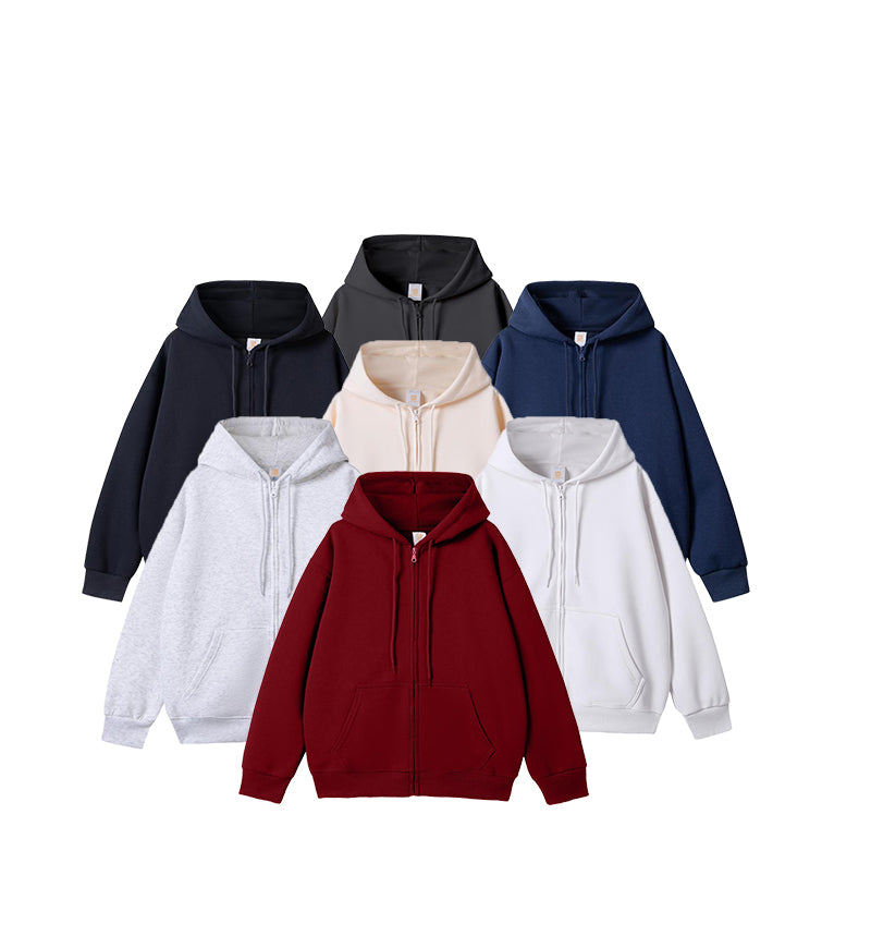 Manufacturers Streetwear Heavyweight 100% Cotton Unisex High Quality Blank Full Zip Custom logo Hoodie