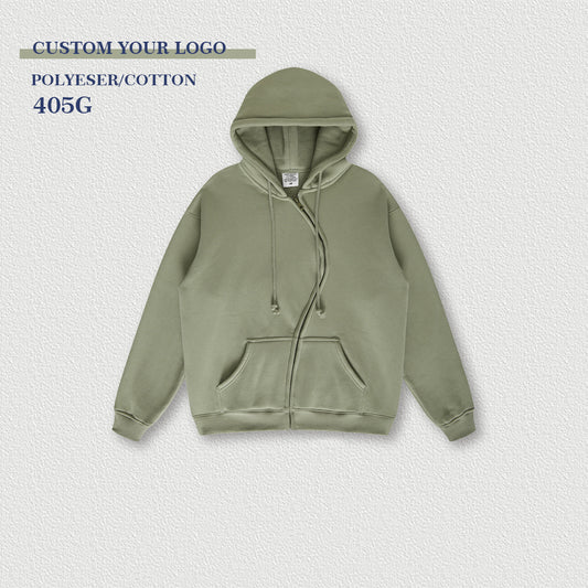 Heavyweight Unisex High Quality S-shaped Zipper Black Hip-hop Puff Printing Custom logo Oversized Streetwear Loose Blank Hoodies