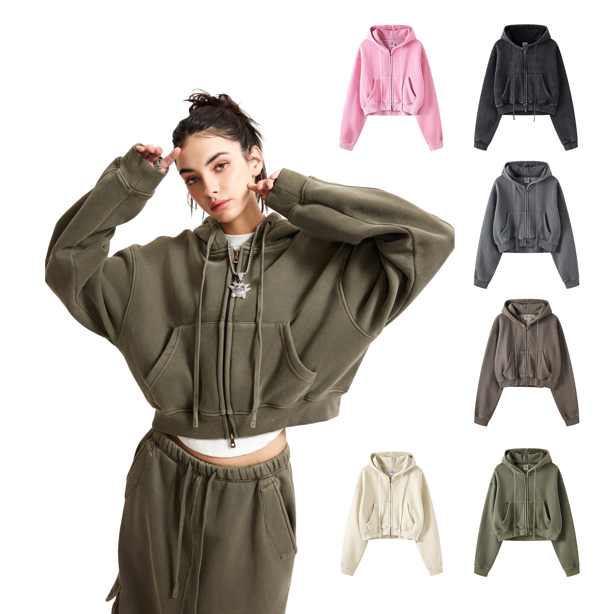 Manufacturer Hoodies Cropped High Quality Heavyweight Pullover Washed Short Sublimation Thick Print Vintage Fashion Hoodies