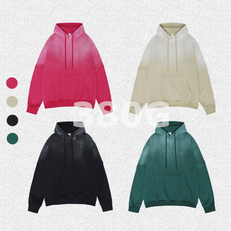 100% Cotton Terry Fake Two Piece Oversized Heavyweight Washed Custom Puff Print High Quality Drop Shoulder Hoodie