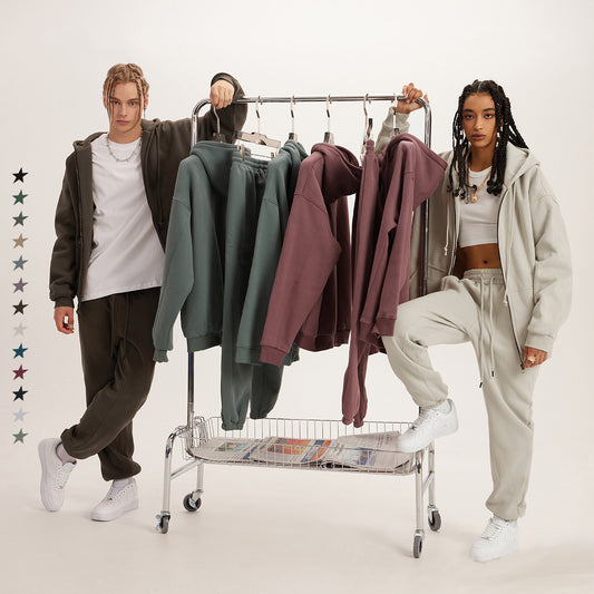Oversized Multicolorec American-style Pure Color Full Zipper High Quality Thick Heavyweight Hoodie for Winter
