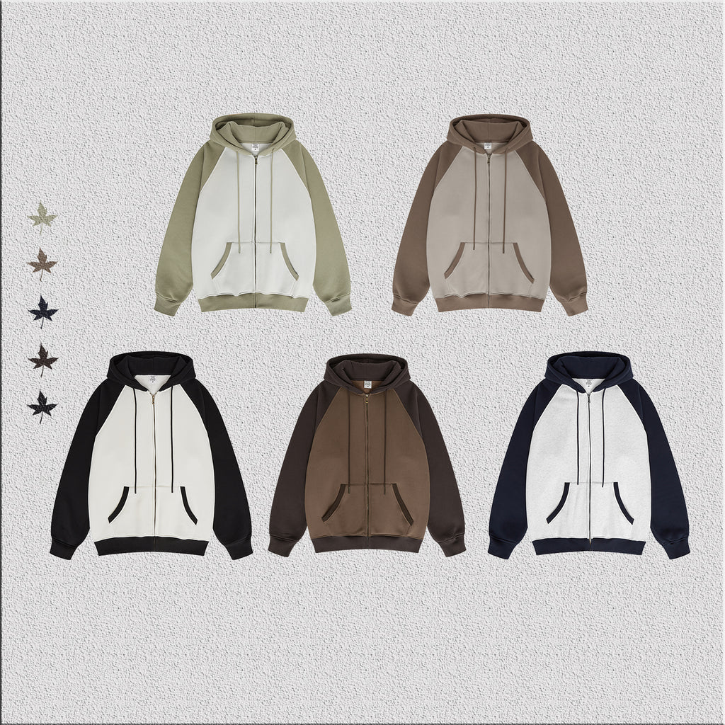 Manufacturer Hoodies Loose Fleece Heavyweight Raglan Sleeve Unisex High Quality Distressed Zip up Custom logo Hip-hop Hoodies