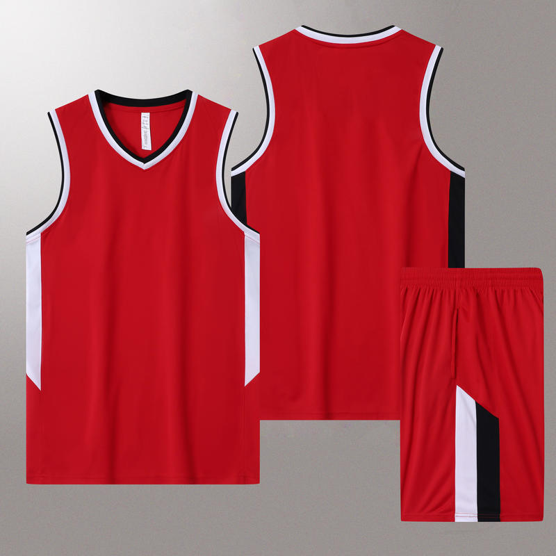 High Quality Suit 5 Color Family Boy Girl 100% Polyester Fiber V Neck Basketball Uniform Set with Basketball Jacquard Fabric