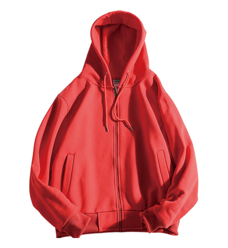 Wholesale Custom Made Color Zipper Sweatshirt with Single Layer Hat Featuring Your Design All Kinds of Techniques Can Be Used