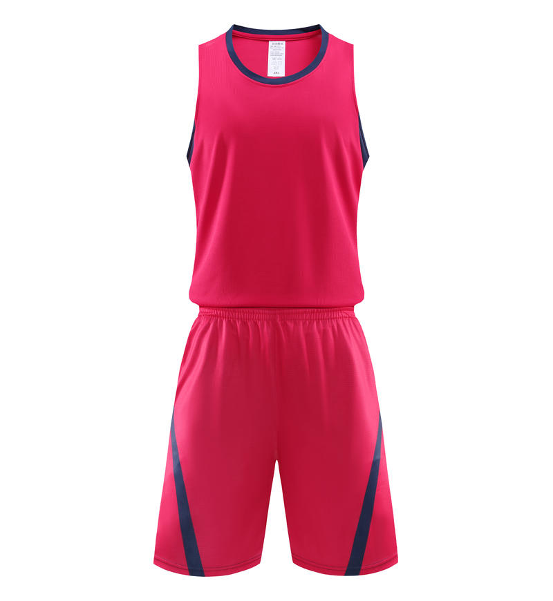 Summer 5 Color Men's and Women's 100% Polyester Fiber Round Neck Basketball Uniform Set Vertical Stripe Cotton Plain Fabric