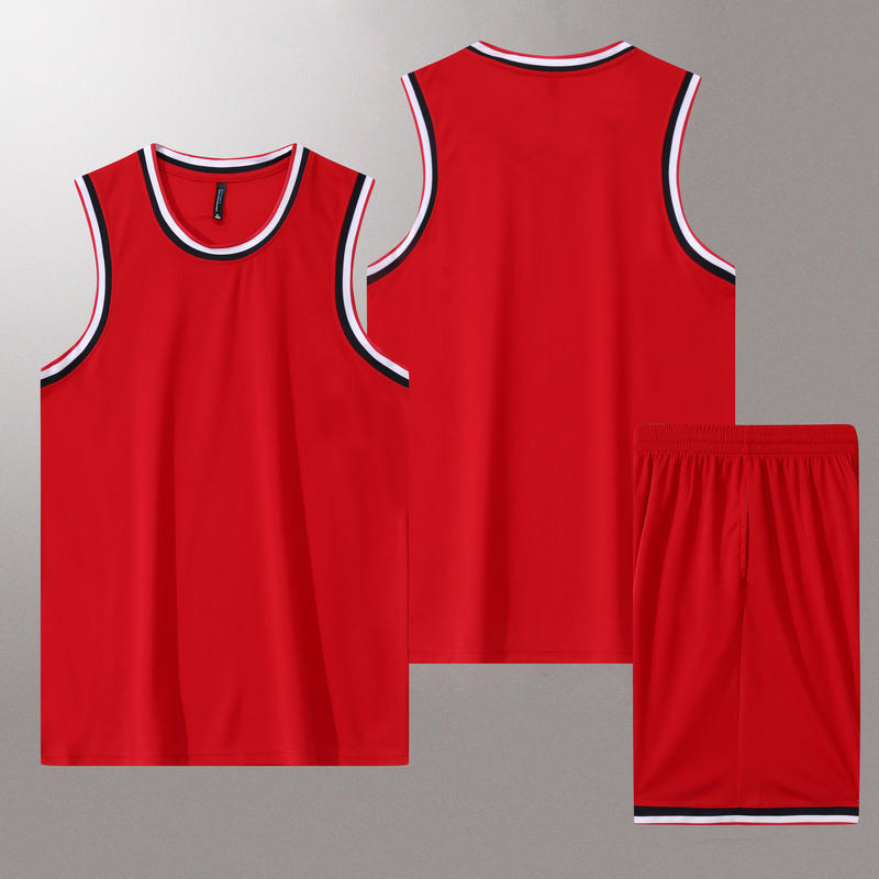 Customized 5 Color Men's and Women's 100% Polyester Fiber Round Neck Basketball Uniform Set Basketball Jacquard Fabric Suit