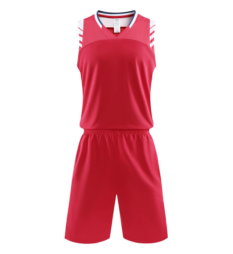Oem Brand 5 Color Men's and Women's All Polyester  Round Neck Basketball Uniform Set with Vertical Stripes and Plain Fabric