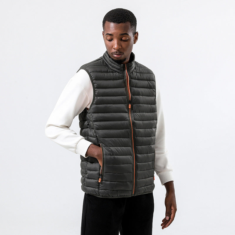 Manufacturer 4 Color Down and Cotton Men's Stand up Collar Sleeveless Warm Vest for Autumn and Winter blazer for Men Jacket