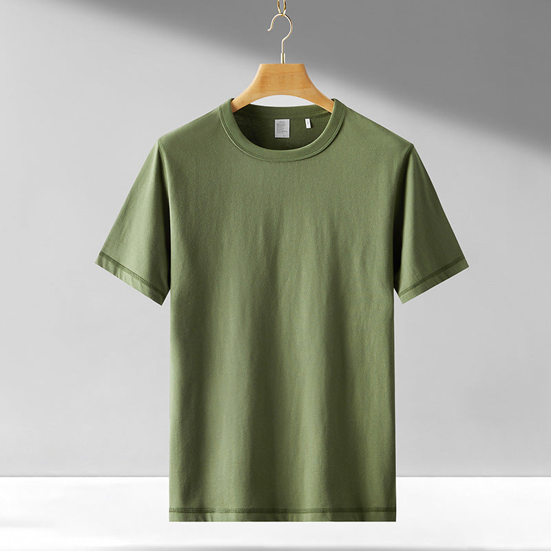 Heavyweight Short Sleeved t Shirt Pure Cotton Round Neck Thick and Soft Suitable for Both Men and Women As Base Layer Shirt