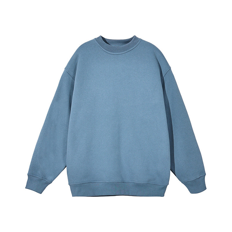 Wholesale 16 Color Solid Color Crew Neck Pullover Oversized Loose Fitting Fleece Lined Thick Sweater Unisex Hoody High Quality