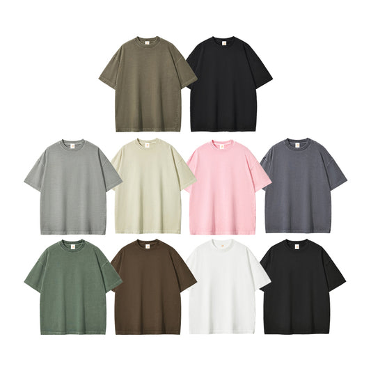 Custom Vintage Acid Wash t Shirt Blank Pure Color Streetwear Heavy Cotton Round Neck Short Sleeve Heavy Weight Man T-shirt