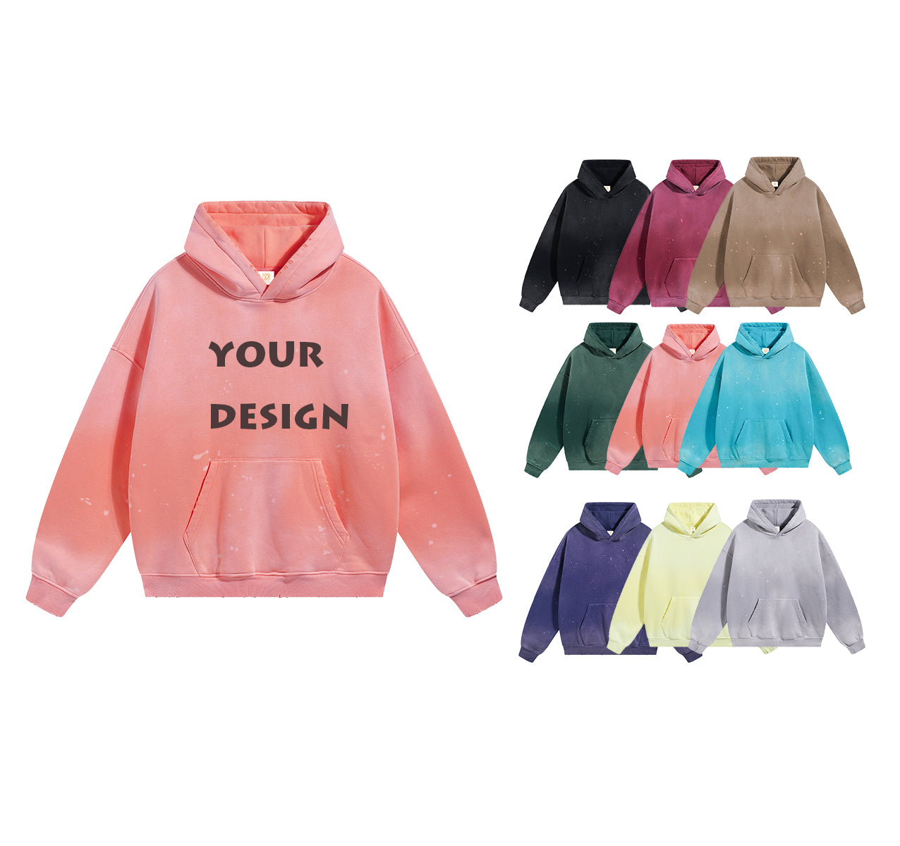 Manufacturer Sweatwear High Unisex Street Pullover Custom Vintage Washed Broken Heavyweight Print Hoodie