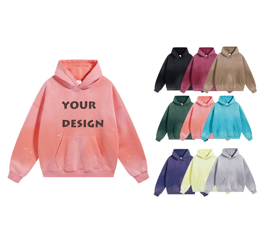 Manufacturer Sweatwear High Unisex Street Pullover Custom Vintage Washed Broken Heavyweight Print Hoodie