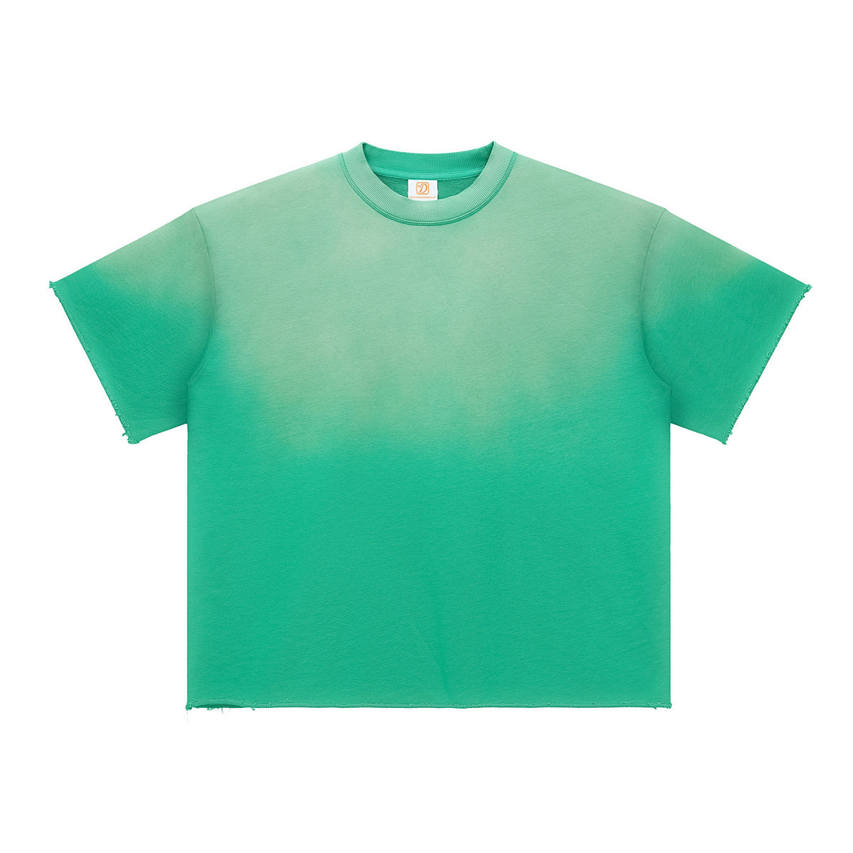 Oem Summer Version Washed Distressed Circle Heavyweight Spray Leopard T Shirt with Gradient Short Sleeves American Style