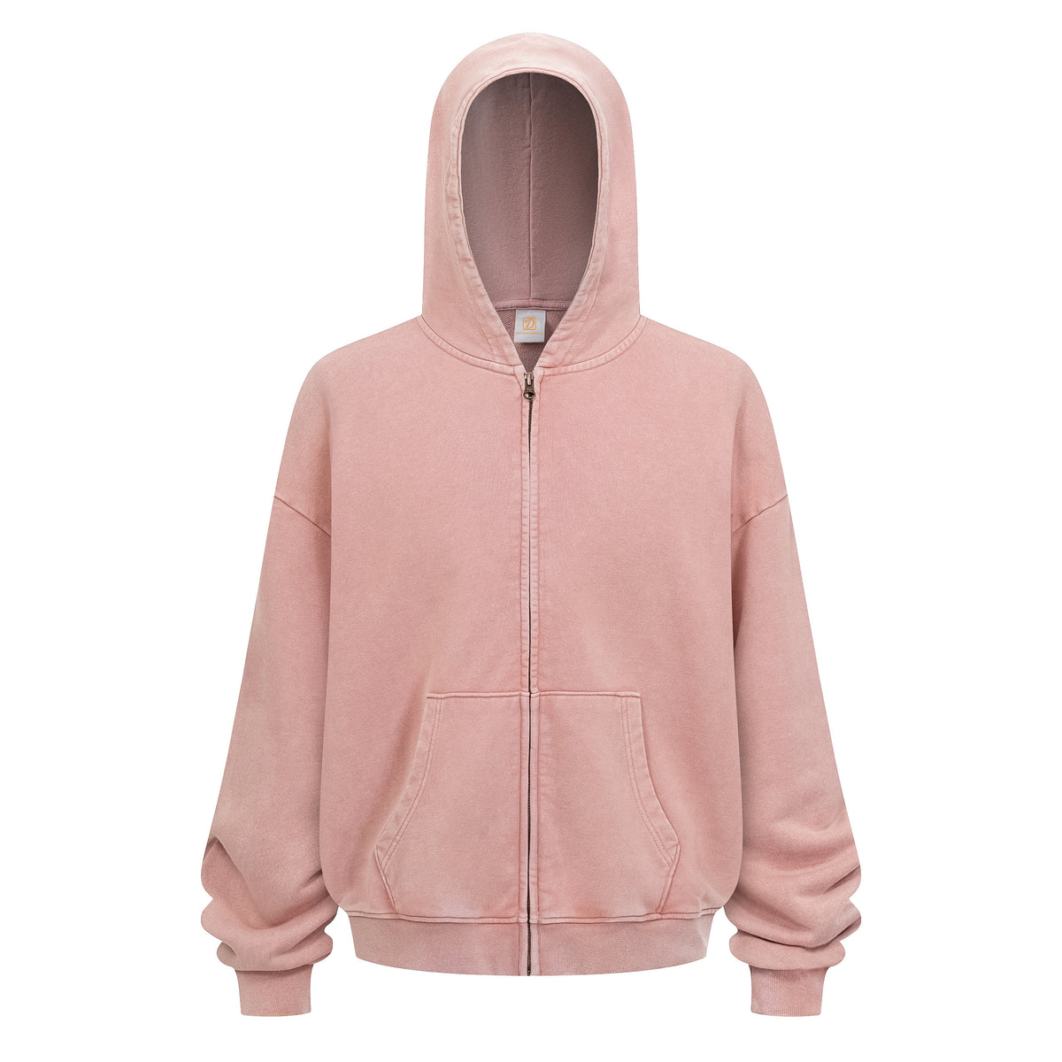 100% Cotton 430g Hoodies Heavyduty Water Washed Distressed Zipper Pure Cotton Double Layered Zipper Hoodie Wax Dyed Hoodie