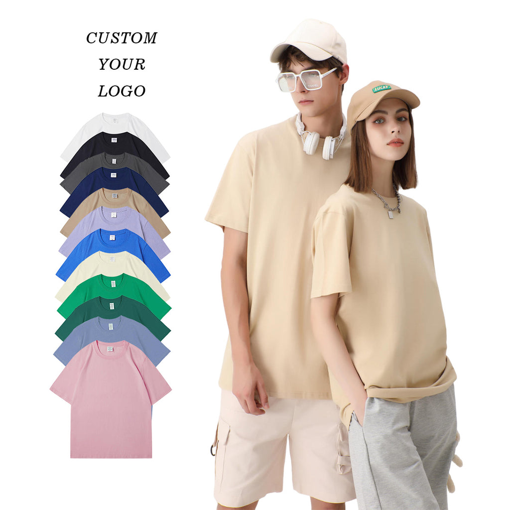 High Quality 220g Tshirt Custom New Design 100% Cotton Multi Color Loose Streetwear Wholesale Heat Transfers for T-shirts