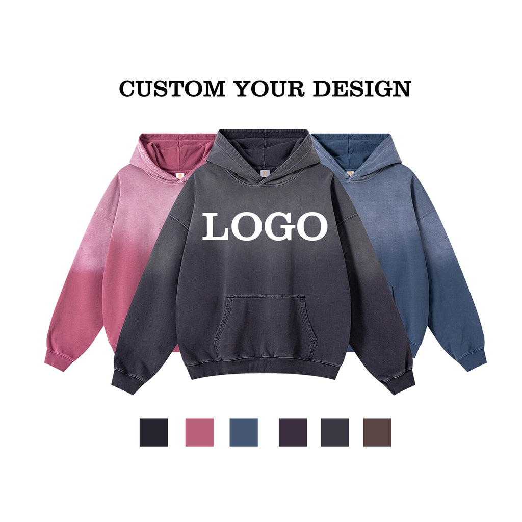 Streetwear Hot Sale Heavy Cotton Hoodies Custom logo Acid Wash High Quality Vintage Pullover New Fashionable Plain Hoodies