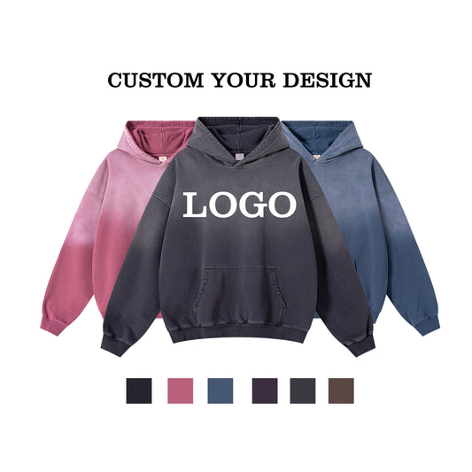 Streetwear Hot Sale Heavy Cotton Hoodies Custom logo Acid Wash High Quality Vintage Pullover New Fashionable Plain Hoodies