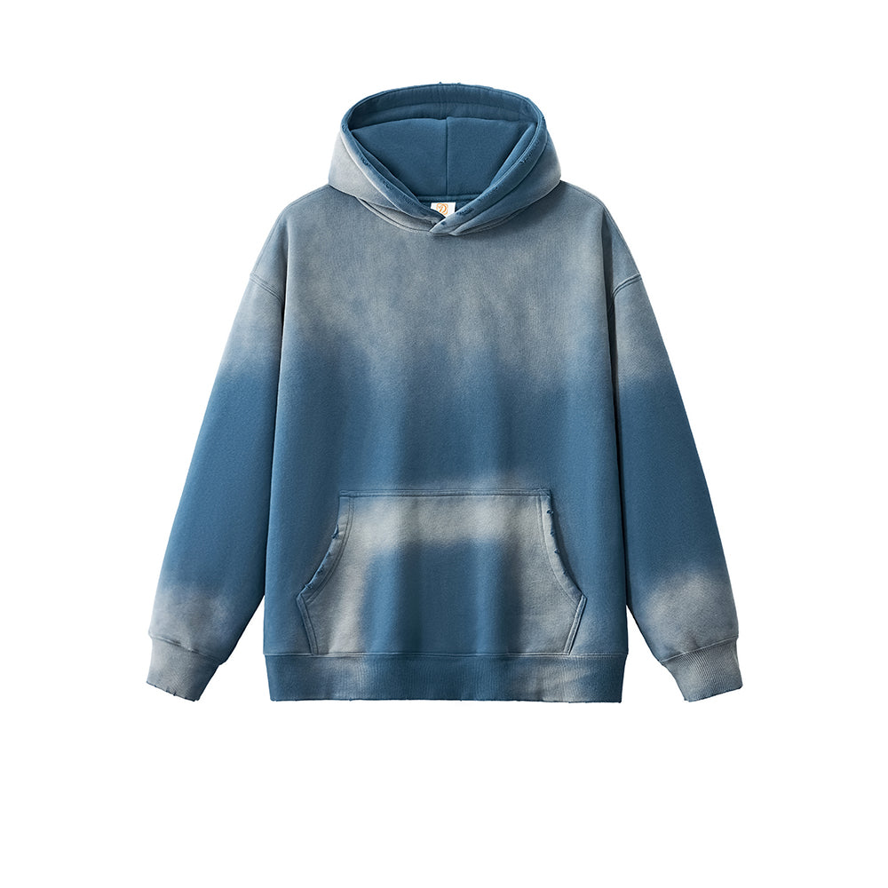 Winter Hoodie Custom Men's Thick Fabric Washed Drop Shoulder Gradient Loose Fitting Hoodie with logo Personalized Design