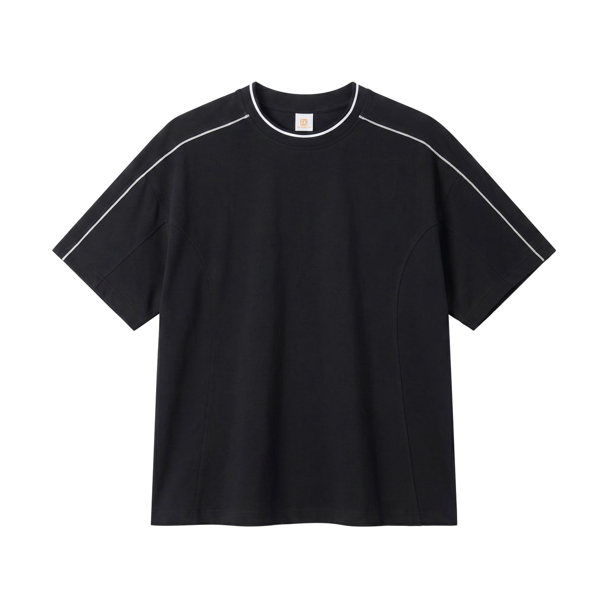 Custom Solid Color Contrast Stitching Placket Collar Pure Cotton t Shirt for Men with Dropped Shoulder Short Sleeves Matching