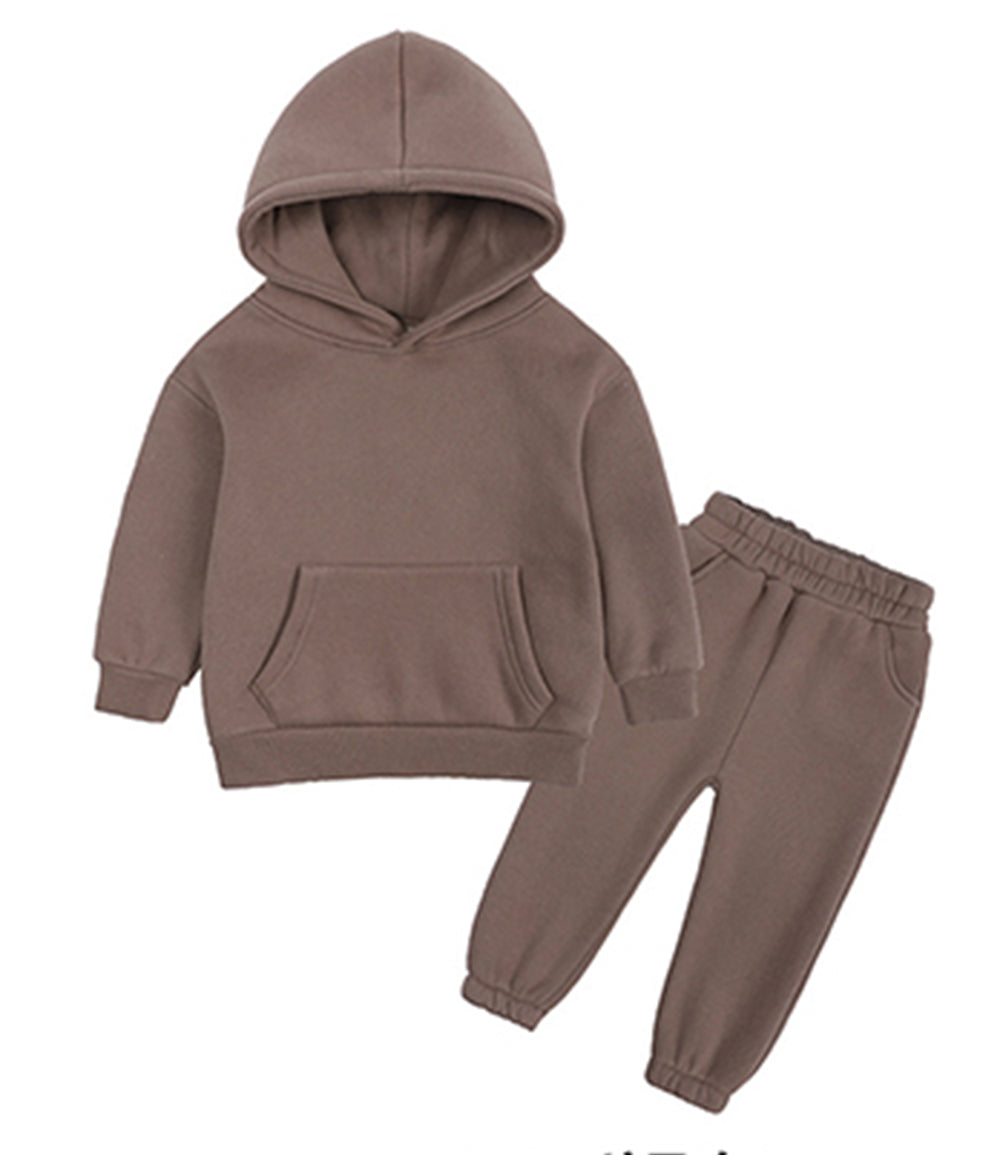 8 Color Fleece Children's Clothing Small Medium and Large Sizes Boys and Girls Hooded Fleece Sports Outfit with Vest Set Suit