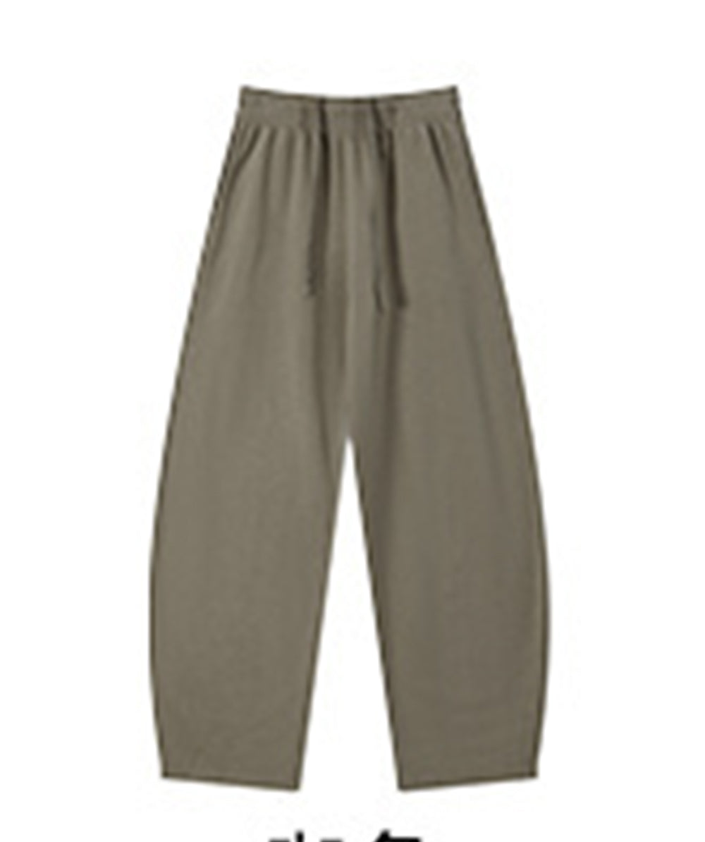 Men's Heavy Duty Water Washed Faded Pure Cotton Loose Curved Leg Sweatpants Loose Fitting Cotton Casual Brand Sweatpants