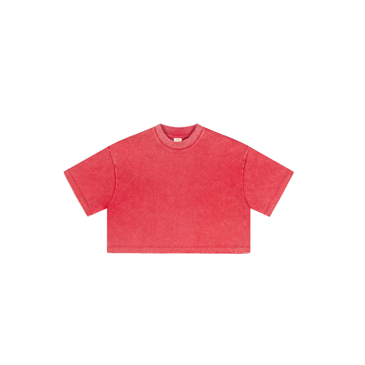 Tshirt Custom logo Summer Version Fitness Crew Neck Crop Top with Exposed Neckline and Waterwashed Finish Fashion Vintage Style