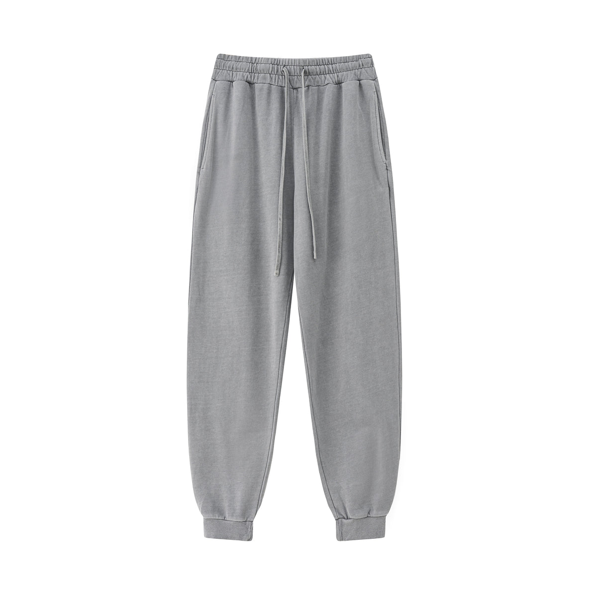 OEM Men Sweatpants 100% Cotton Blanc Loose Ankle Length Washed and Distressed Trousers American Style Fall and Winter Style