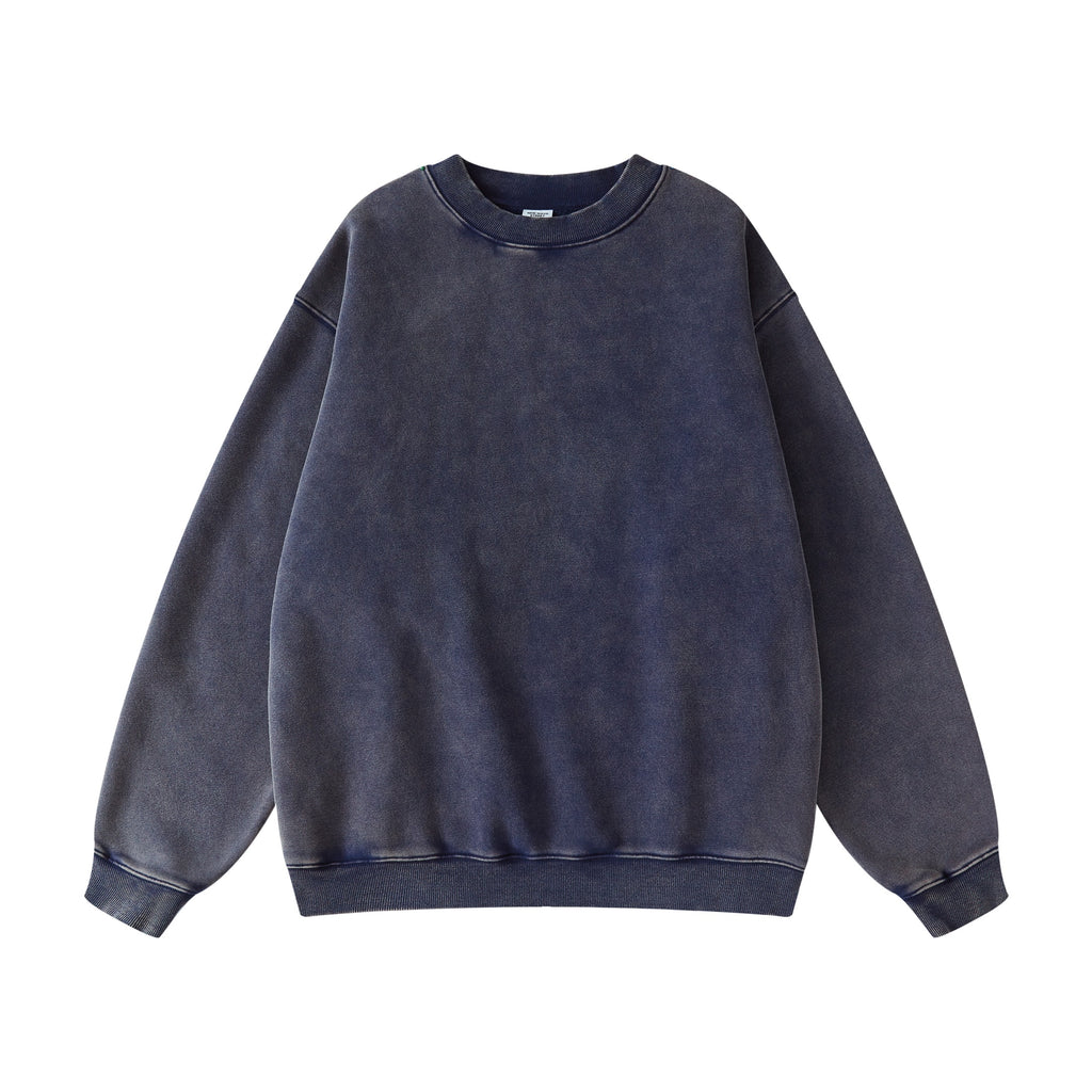 Custom Round Neck Vintage High Quality Fleece Waxing Printing Heavyweight Blank Pullover Drop Shoulder Wholesale Hoodie