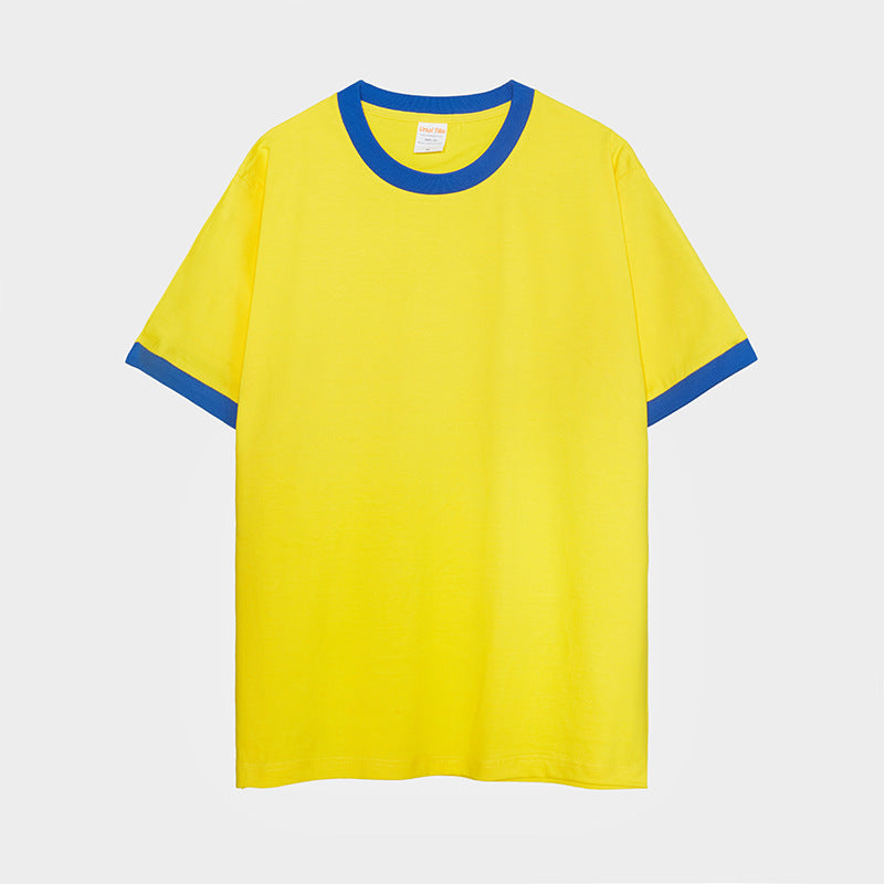 Custom Logo Multi Color Color Block Spliced Edge Unisex Casual Fashion Summer Short Sleeve High Quality 100% Cotton T-shirt