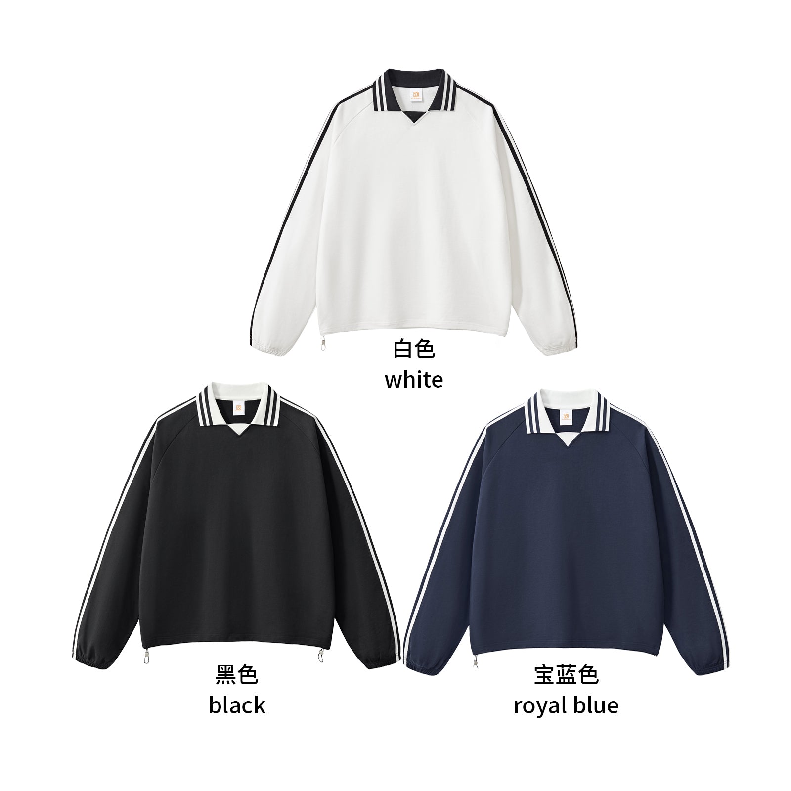 100%Cotton Turn-down Collar Stripe Oversized Unisex Heavy Weight Blank Hoodies High Quality