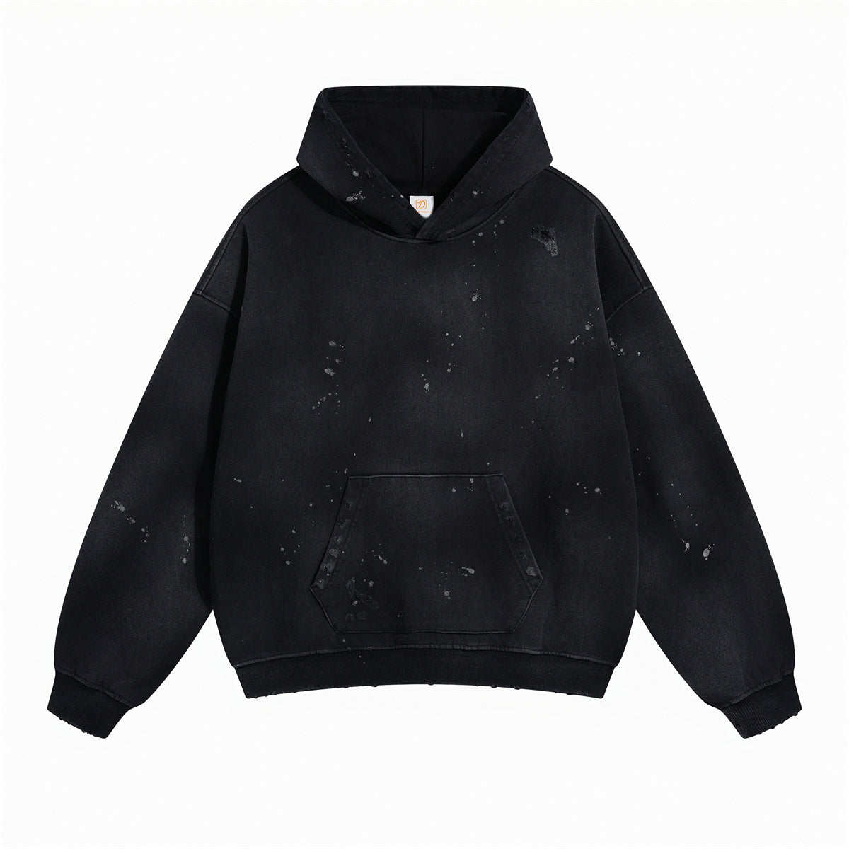 450 Grams of Spray Dyed Ink Blending Distressed Hole Punched Vintage Hooded Sweatshirt Unisex Loose Heavyweight Hoodies Winter
