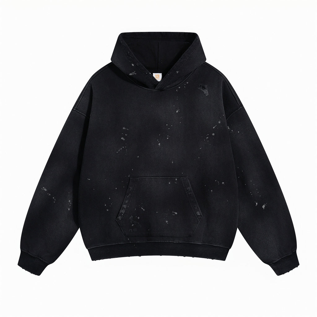 450g Heavyweight Hoodies Custom Polyester/Cotton Wax Printing Broken New Fashionable Screen Printed Mens Hoodies and Sweatshirts