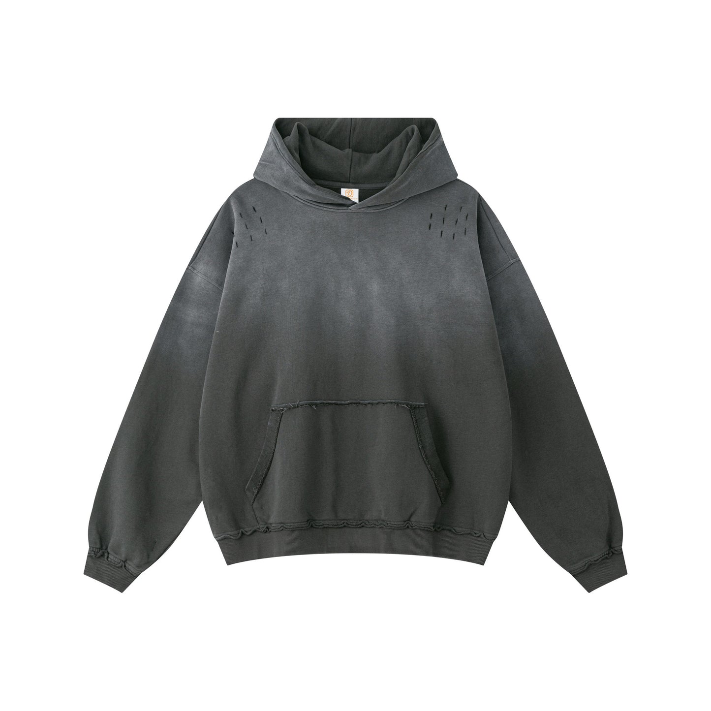 Streetwear Custom Washed Loose Men Hoodies High Quality Wholesale Wax Printing Broken Fashion Wholesale Hoodies
