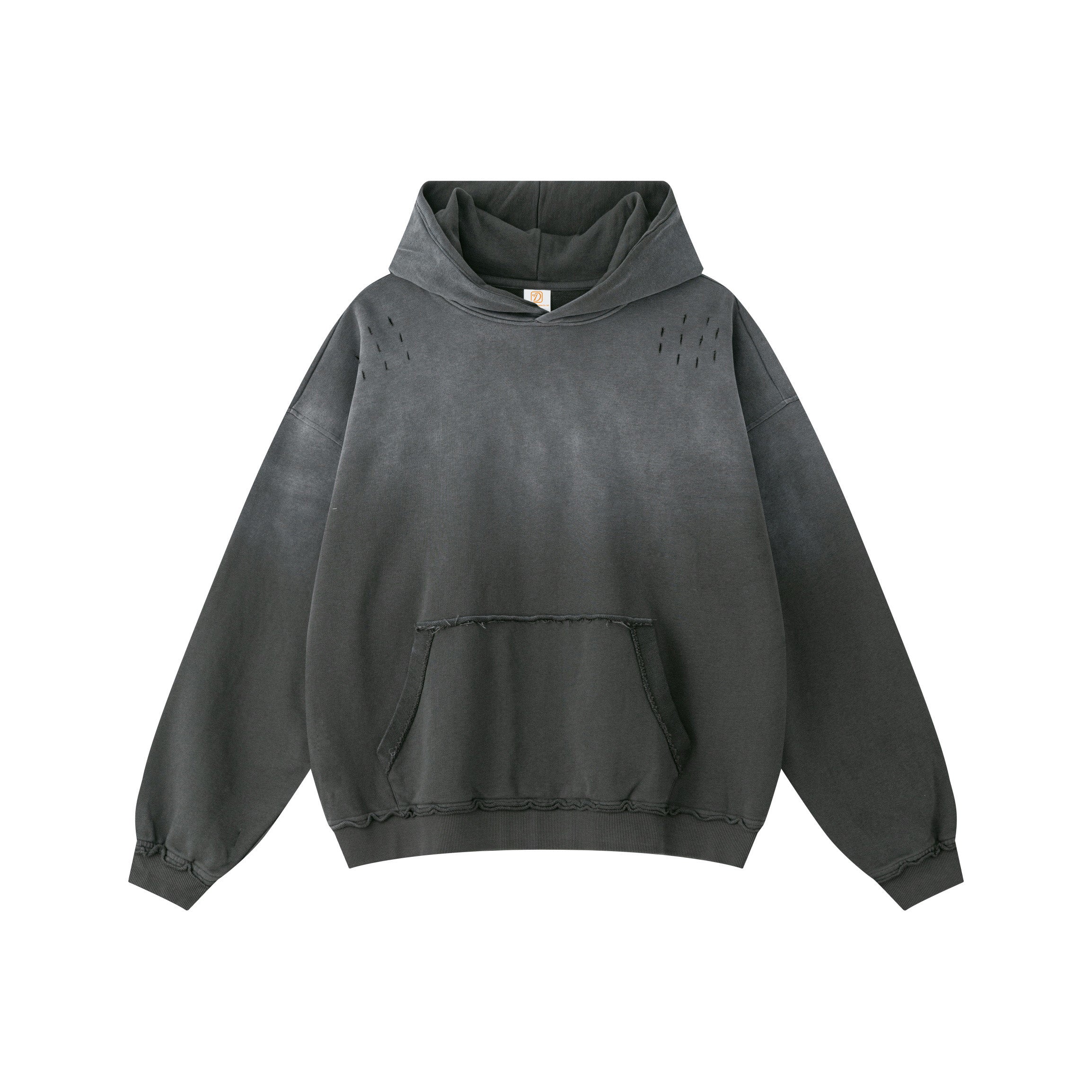 Streetwear Custom Washed Loose Men Hoodies High Quality Wholesale Wax Printing Broken Fashion Wholesale Hoodies
